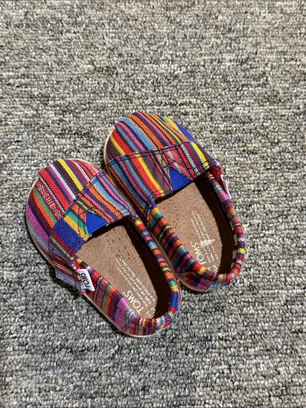 TOMS Kids Colorful Striped Canvas Slip-Ons